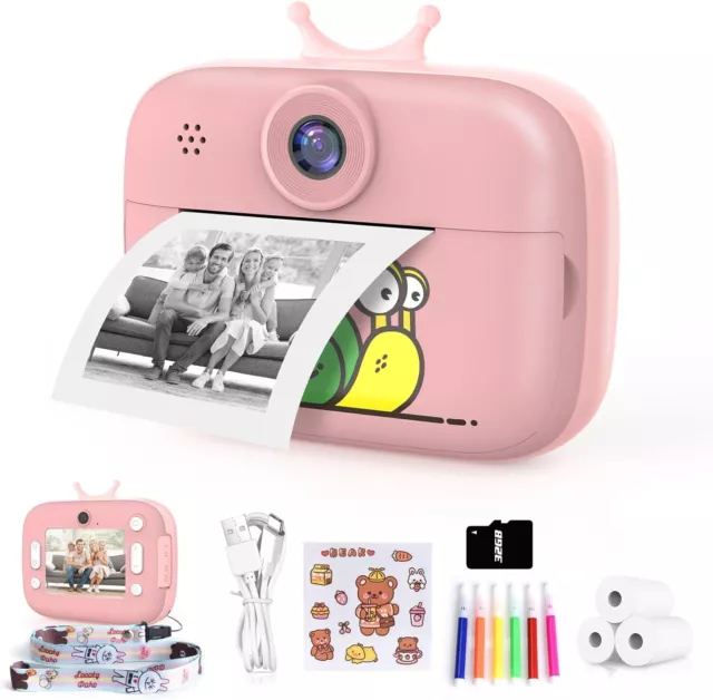 Macchina fotografica fotocamera istantanea per bambini 1080p con sd 32GB Rosa