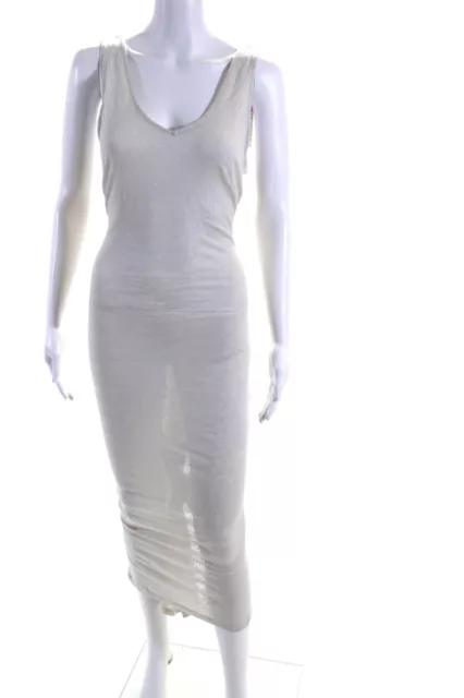 Majestic Filatures Womens Sleeveless Linen V Neck Maxi Tank Dress Beige Size 4