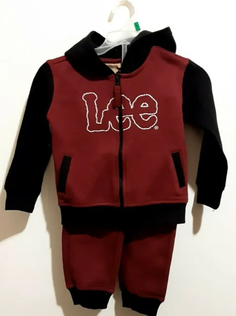 Lee Toddler Boys Jogger Set Pants & Hooded Jacket Casual Winter 2 Piece Nwot 18m