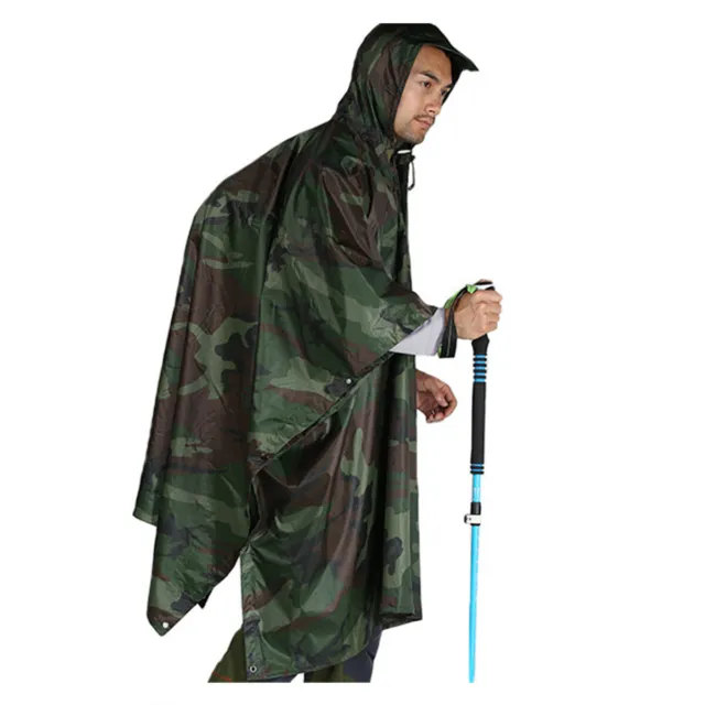 Tactical Rain Poncho - Army Military Poncho Shelter - Waterproof Ripstop Camping 3