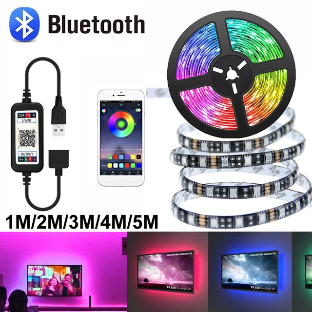 DIY CCTV 5V RGB Black LED Strip Lights IP65 Waterproof 5050 5M USB ...