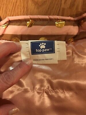Apparel for Dogs Top Paw Fur Lined Waterproof Dog Coat Pink Gold Polkadot Size L 3