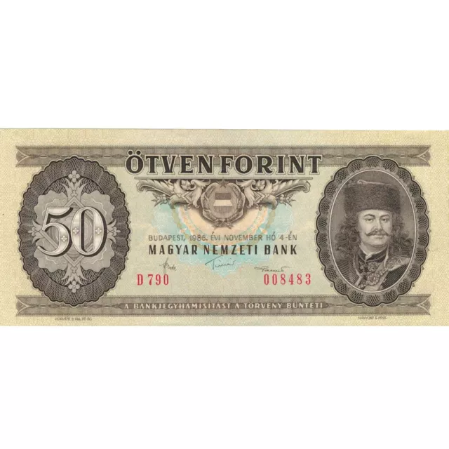 [#809240] Banknote, Hungary, 50 Forint, 1986, 1986-11-04, KM:170g, AU