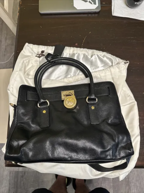 MICHAEL Kors Black Leather Large Hamilton Satchel