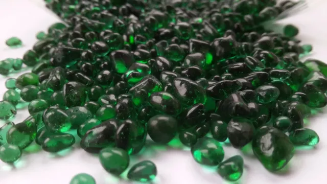 1 kg GRÜNE Glaskiesel, Glaskügelchen, Glassteine, Glasgranulat,Glaskies 1A-Deko