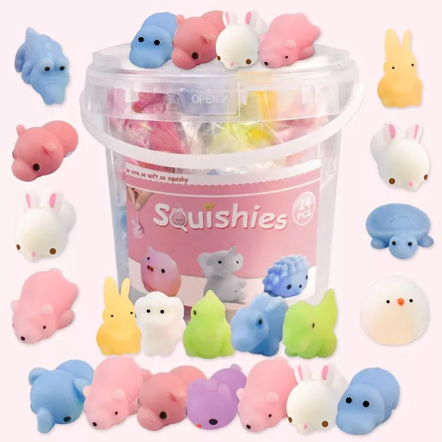 Mochi Squishy Toys - 24 Pcs Random Toy Animals - Mini Squishy Animal Toys Party