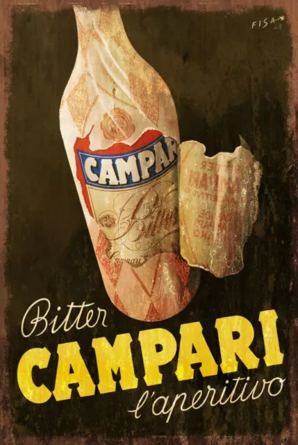 Campari Aperitif Advert Vintage Look Retro Style Metal Sign, Bar Pub Cocktail