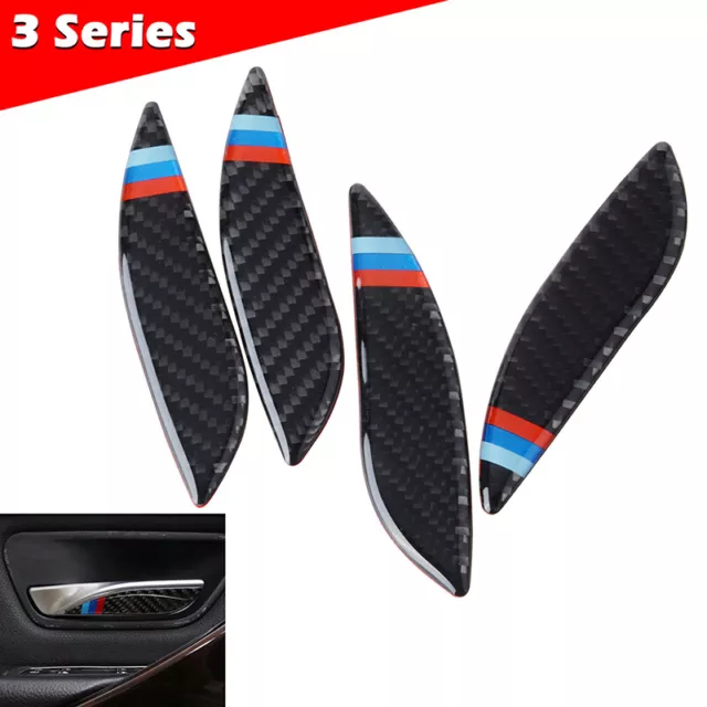 Real Carbon Fiber Interior Door Handle Cover Trim Accessorie For BMW F30 F31 F34