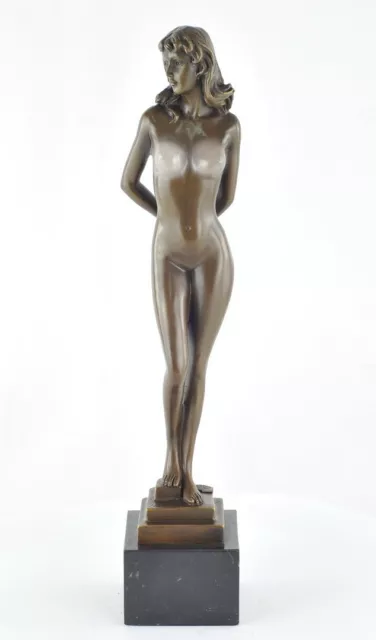 Signed Bronze Art Deco Style Art Nouveau Style Sexy Dancer Sculpture Statue