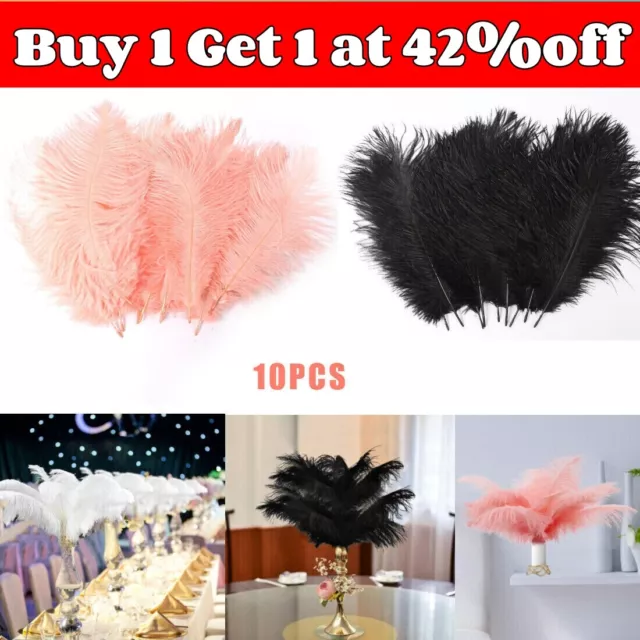 10pcs Ostrich Feathers 25-30cm Retro Large DIY Wedding Party Craft Arts Decor