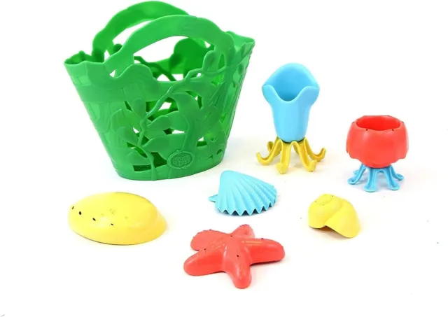 Green Toys Tide Pool Bath Set - 7 Piece Pretend Play, Motor Skills, Kids Bath To