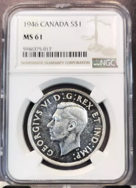 1946 Canada Silver 1 Dollar S$1 George Vi Ngc Ms 61 Scarce High Grade