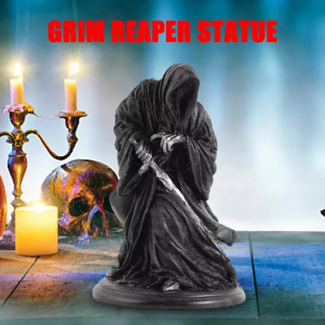 Grim Reaper Decor | Black Tunic Robe Statue Of Holy Death Santa Muerte Gothic