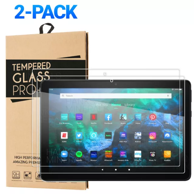 2-Pack Tempered Glass Screen Protector For Amazon Fire HD 10 / 8 Plus 2021 2020