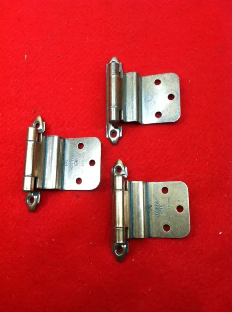 3 Vtg Copper AMEROCK CABINET HINGES 3/8 INSET New Old Stock!