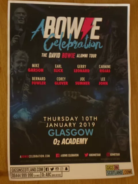 A Bowie Celebration:The David Bowie Alumni Tour  Glasgow 2019 concert gig poster
