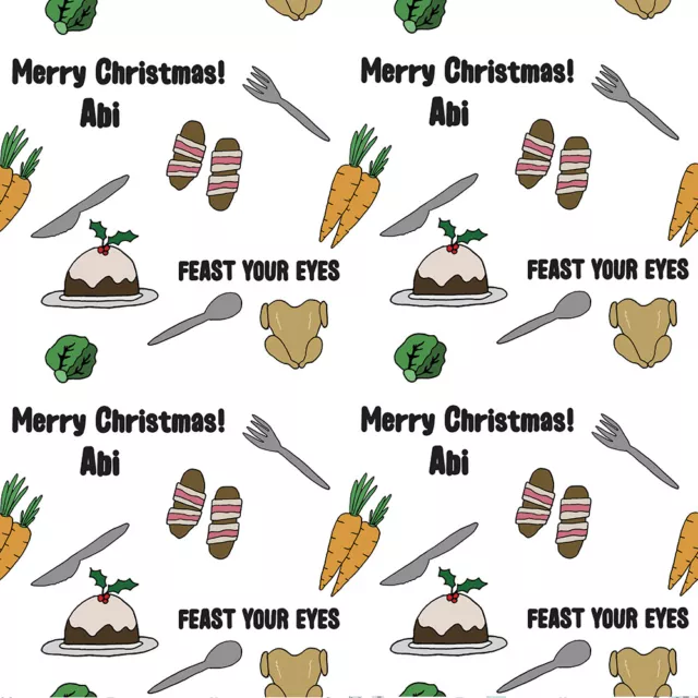 Christmas Dinner Pigs Carrot Wrapping Paper Gift Wrap Bacon Pudding Dad For Him