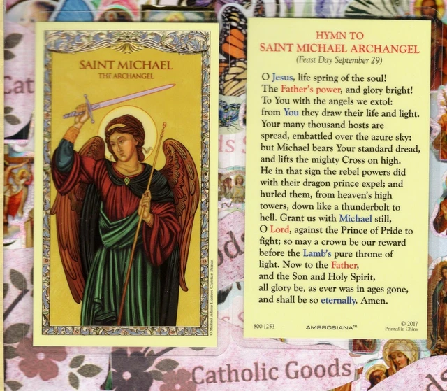 HYMN TO ST Michael the Archangel- Laminated Holy Card 800-1253 £1.57 ...