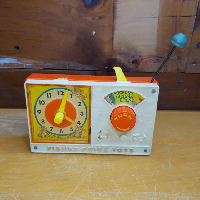 Fisher Price Toys 1971 Hickory Dickory Dock Radio Clock Working Broken Handle