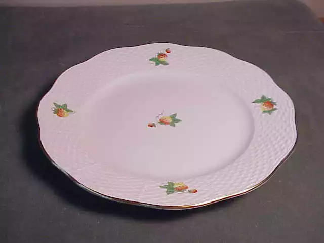 Vintage Herend Hungarian Porcelain - 8" Dessert Plate- Hand-Painted Strawberries