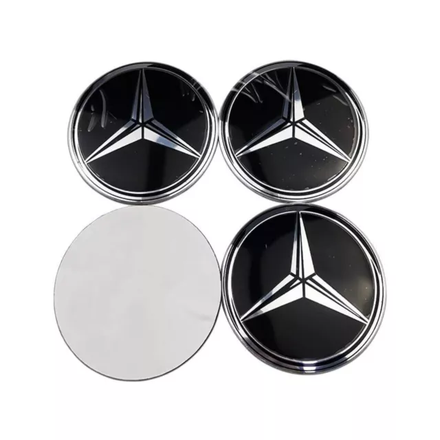 4x Stickers enjoliveurs Centre Roue logo Mercedes Noir gris Logo 56mm