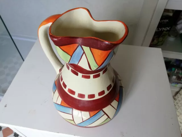 Vintage Wadeheath Ware Wade jug pitcher Art Deco Geometric pattern hand painted