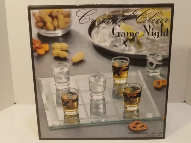 Crystal Clear Game Night Shot Glass Tic-Tac-Toe Drinking Game