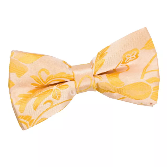 Gold Mens Bow Tie Woven Floral Formal Wedding Pre-Tied Bowtie by DQT
