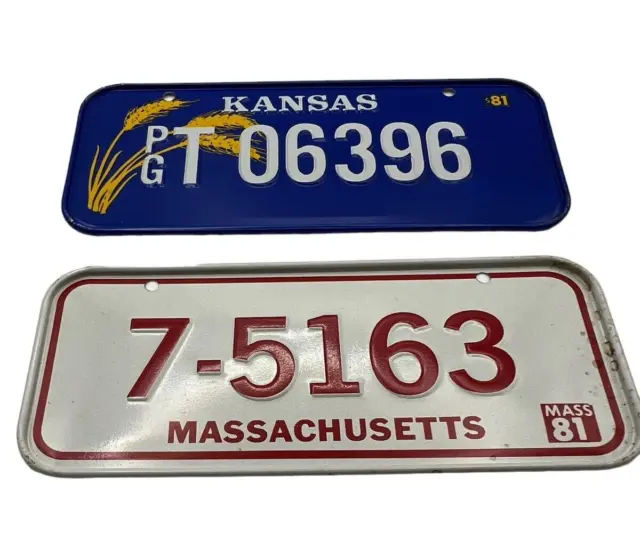 Vintage 1981 Post Cereal  Wheaties Mini Bike License Plate Massachusetts Kansas