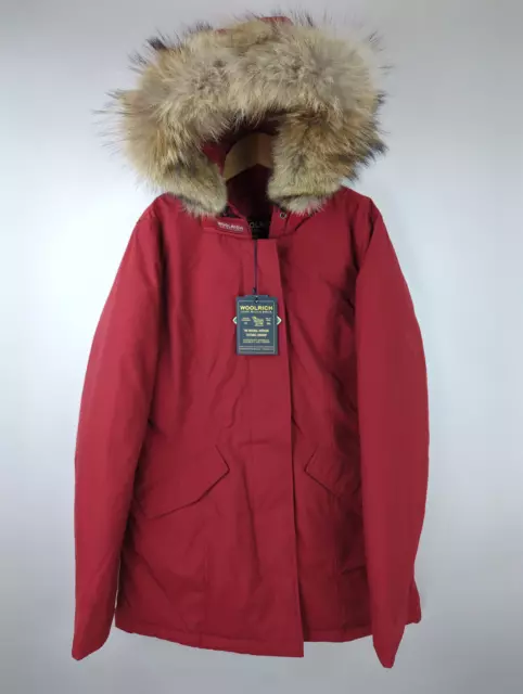 $980 NWT WOOLRICH Women's Sz S Arctic Parka Duck Down Red Ramar Coyote Fur Hood
