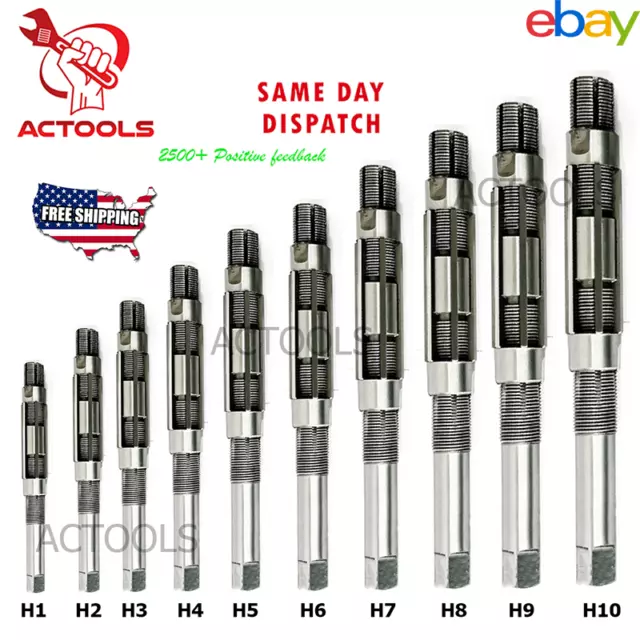 New Adjustable Hand Reamer 10 Pcs Set H1 to H10  Sizes  (15/16-1-1/16)