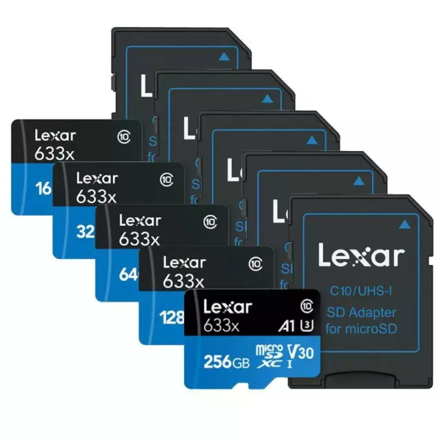 Lexar High-Performance 633x 16GB 32GB 64GB 128GB 256GB 512GB microSD Card U3 V30