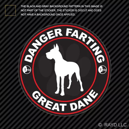 Danger Farting Great Dane Sticker Decal Self Adhesive Vinyl dog canine pet