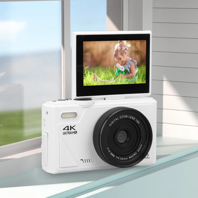 Cámara Digital 5K WiFi Con Zoom 18x - 75MP, Pantalla Flip 3", Ideal Para Vlogging Y Viajes