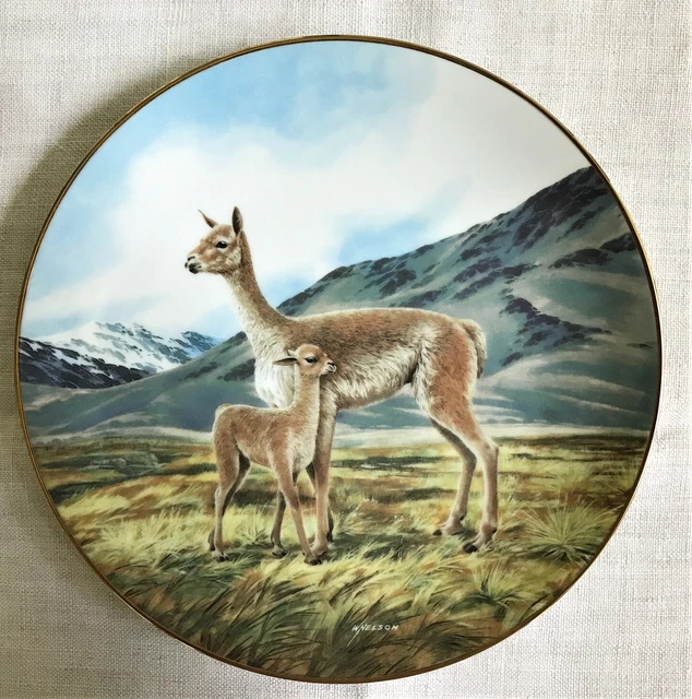 Vicuna Endangered Species Plate NIB Artist Will Nelson 1991