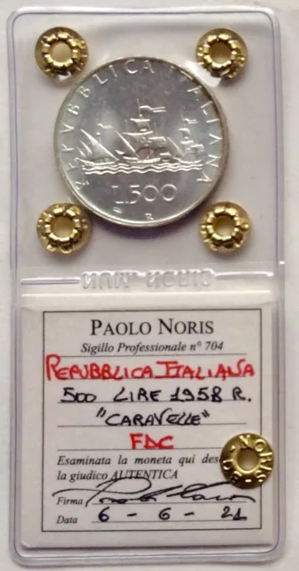 500 Lire In Argento Caravelle 1958 Fdc Periziata Da Noris Paolo!