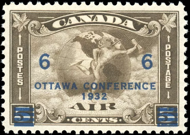VF Canada Mint H 6c on 5c Scott #C4 (C2 Surcharged) 1932 Air Mail Issue Stamp