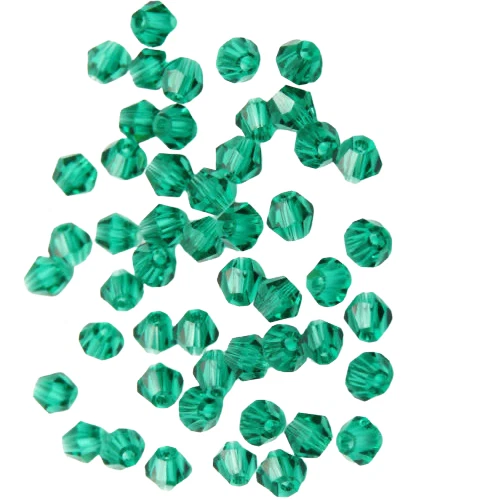 40 Perles Tchèques Toupies Cristal Vert Emeraude 4mm Création Bijoux