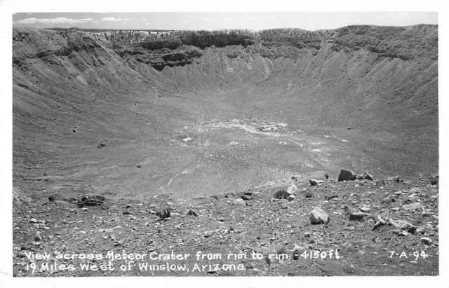 RPPC Scenic Aerial View, Meteor Crater, Winslow, Arizona Real Photo Postcard