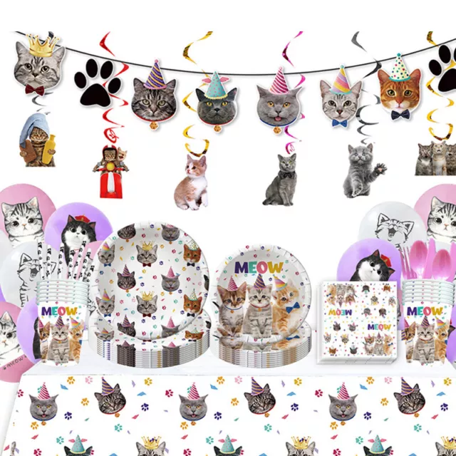 Pet Cat Theme Birthday Party Holiday Decoration Available Tableware Set