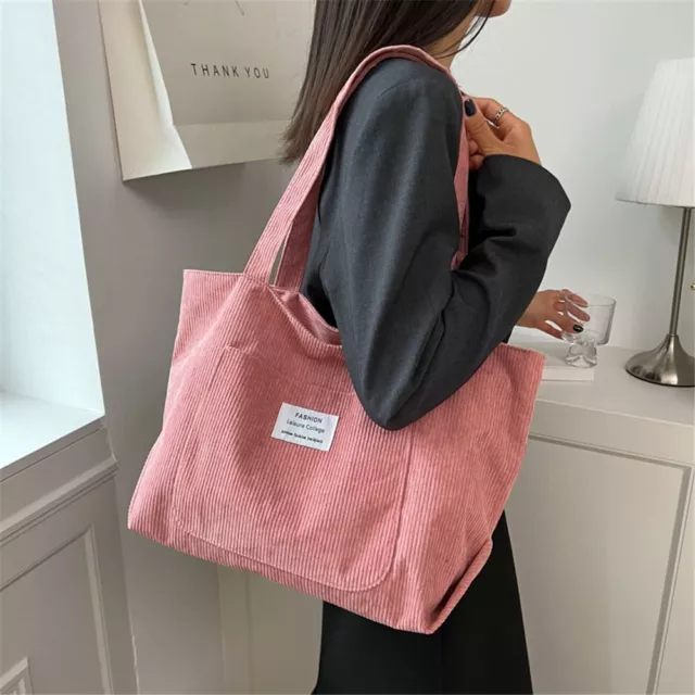 Corduroy Shoulder Bag Handbags Women Large Shopping Bag Capacity Totes Bag