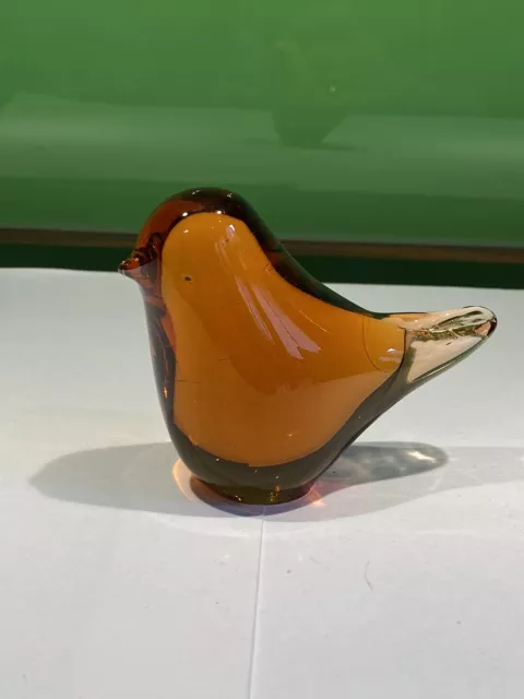 Wedgewood Amber Glass Bird Paperweight