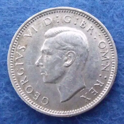 1941 GEORGE VI  SILVER SIXPENCE  ( 50% Silver )  British 6d Coin.   741