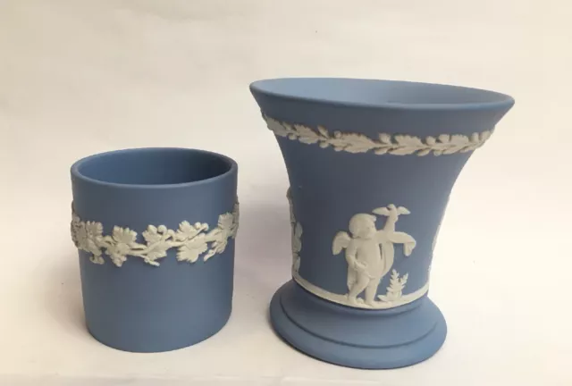 Vintage Wedgwood Jaspis Ware Vase blau Made in England Jaspis