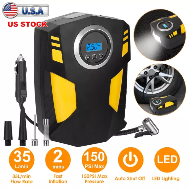 150PSI Car Tire Inflator 12V Digital Car Air Pump Compressor Electric Air Pump