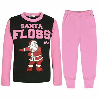 Kids Girls Boys Pyjamas Trendy Santa Floss Baby Pink Christmas Loungewear Outfit