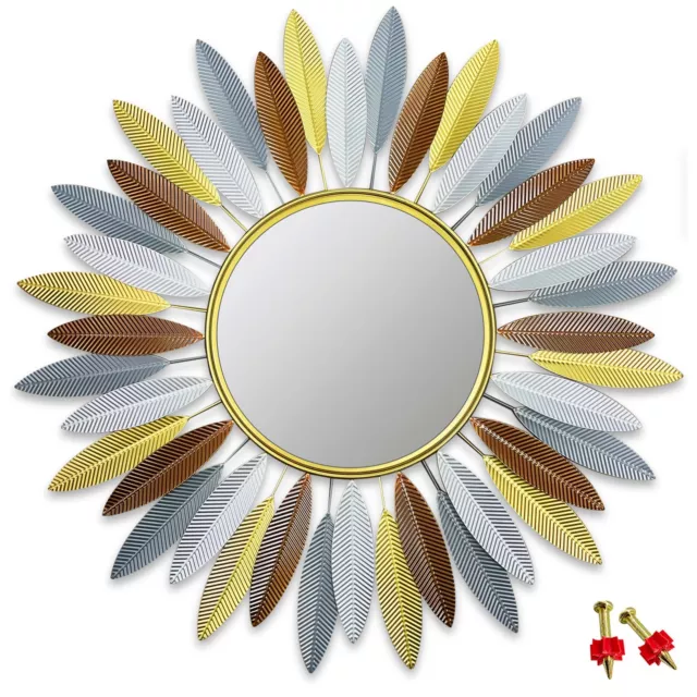 Large Wall Mountable Multi Color Round Mirror Antique Living Room Bedroom Decor