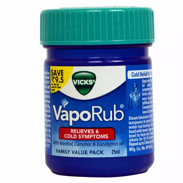 VICKS VAPORUB OINTMENT 25ml block nose cough Nasal Expiry 06/