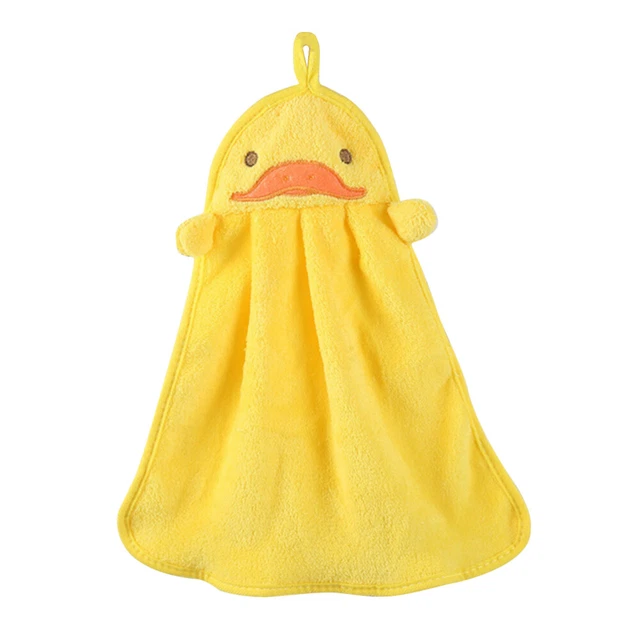 Serviette De Bain Douce à Motif Animé – Essuie-mains Enfants, Polaire, Accroche Mural, Vert, 26x20 Cm