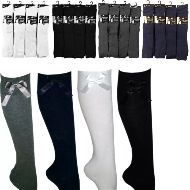 Girls Knee High Socks Children Back To School Uniform Long Casual Cotton Rich